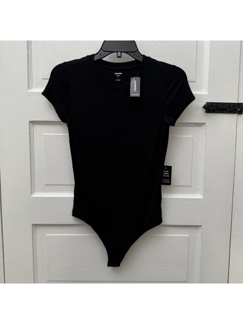 NWT Express Fitted Tee Bodysuit Women’s S Black Short Sleeve Crew Neck